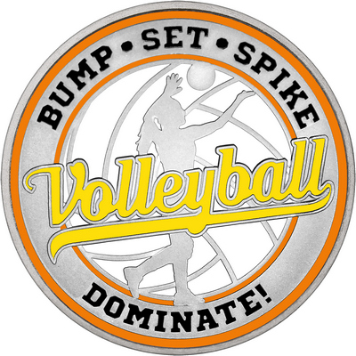 Yellow "Volleyball" with Orange Outer Circular Borders